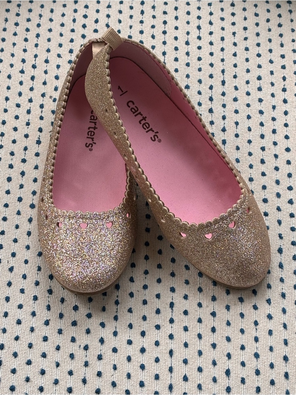Carter's Glitter Gold Girls Ballet Flats with Pink Insole